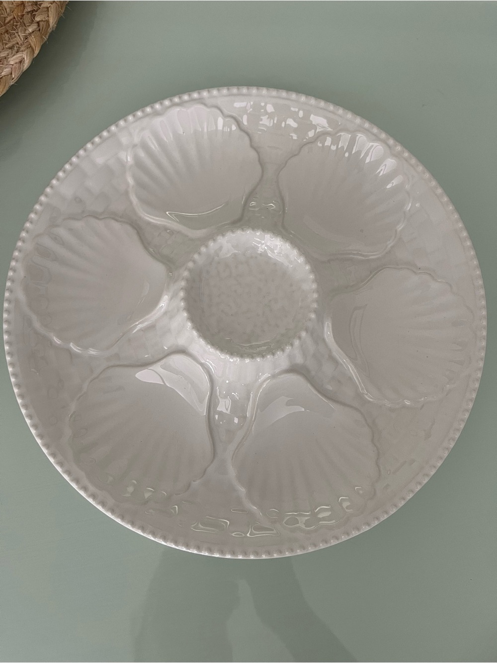 White Ceramic Oyster Platter - Elegant Shell Serving Tray